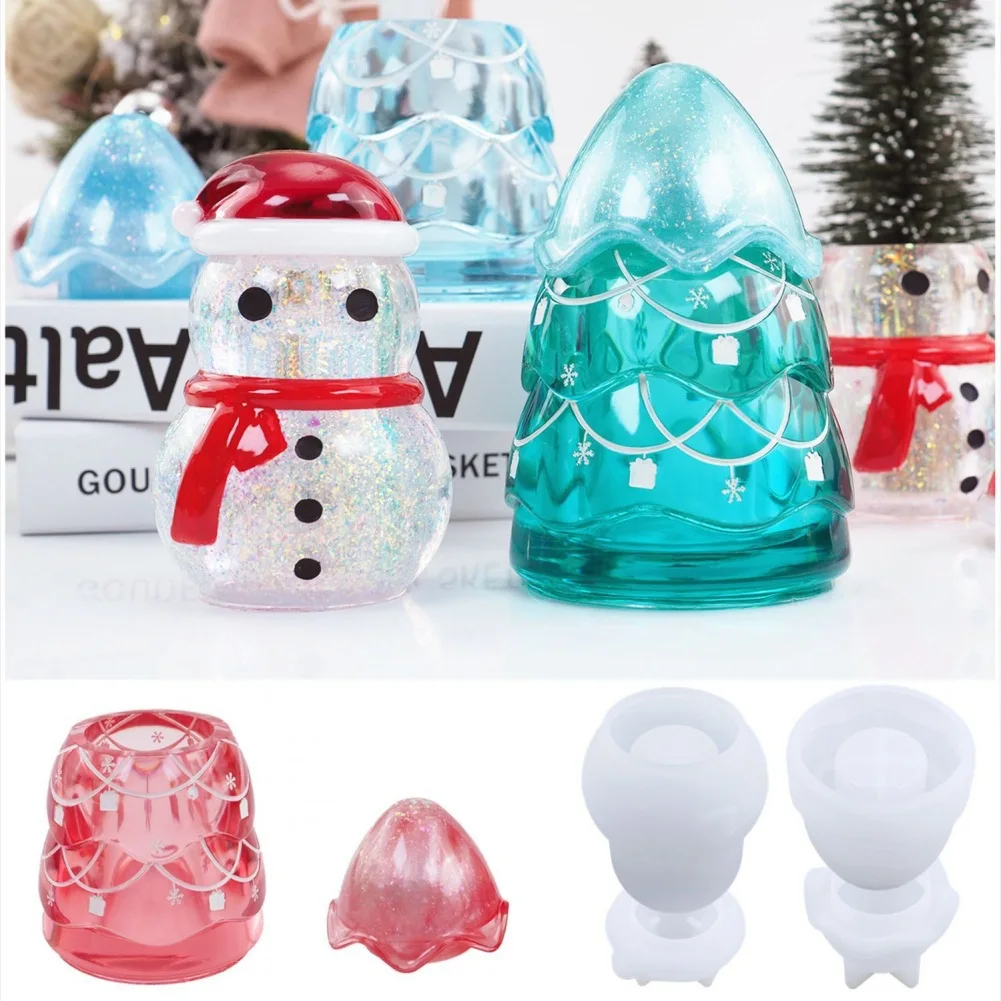 

Рождественские сосуды эпоксидная смола плесень снеговик рождественская елка ювелирные изделия конфеты коробки для хранения артефактов свечи изготовление домашнего украшения
