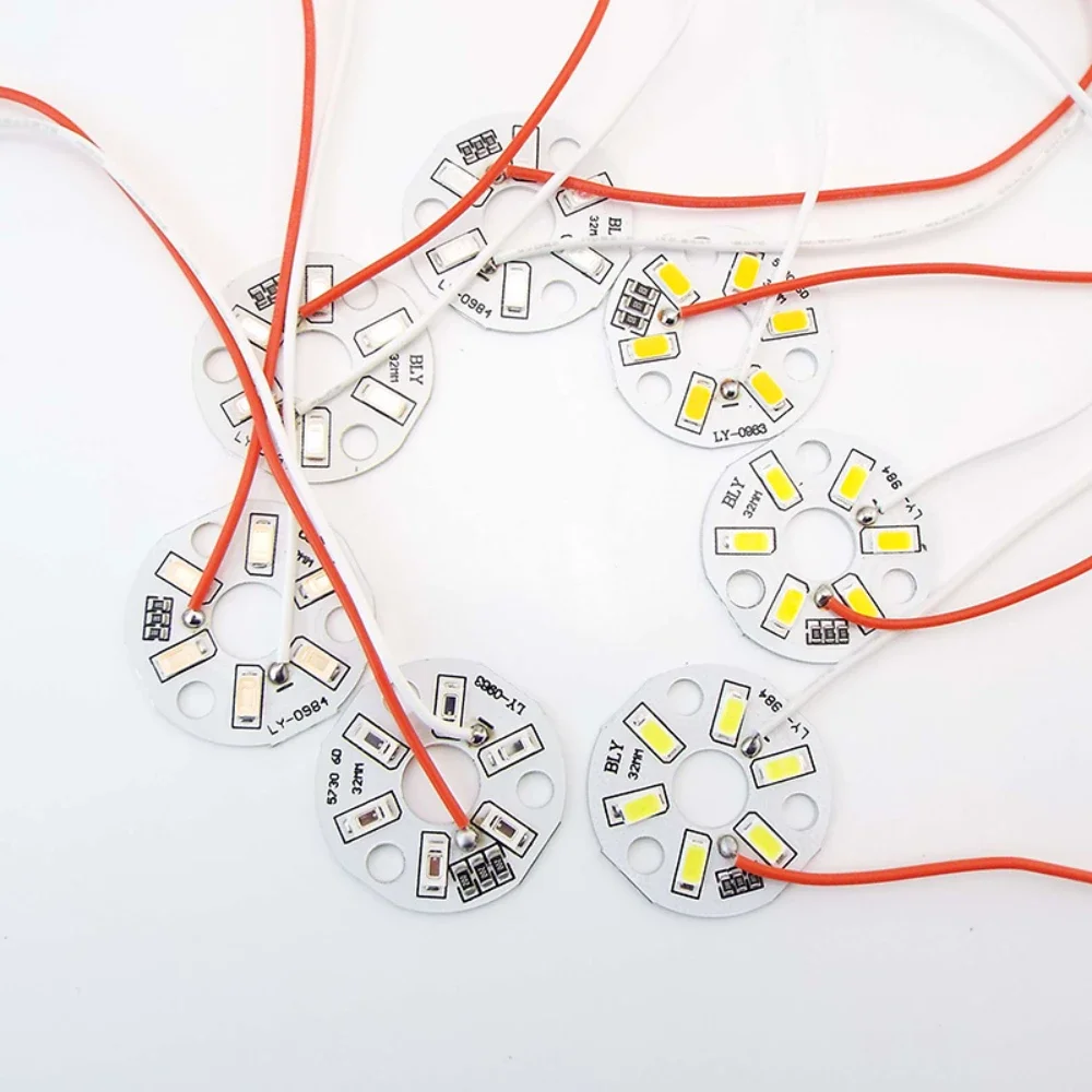 

10pcs 5v 3W LED Round PCB Light 32mm Holiday Party Backlight Toy Gift Atmosphere White Warm White Red Green Blue Yellow Purple
