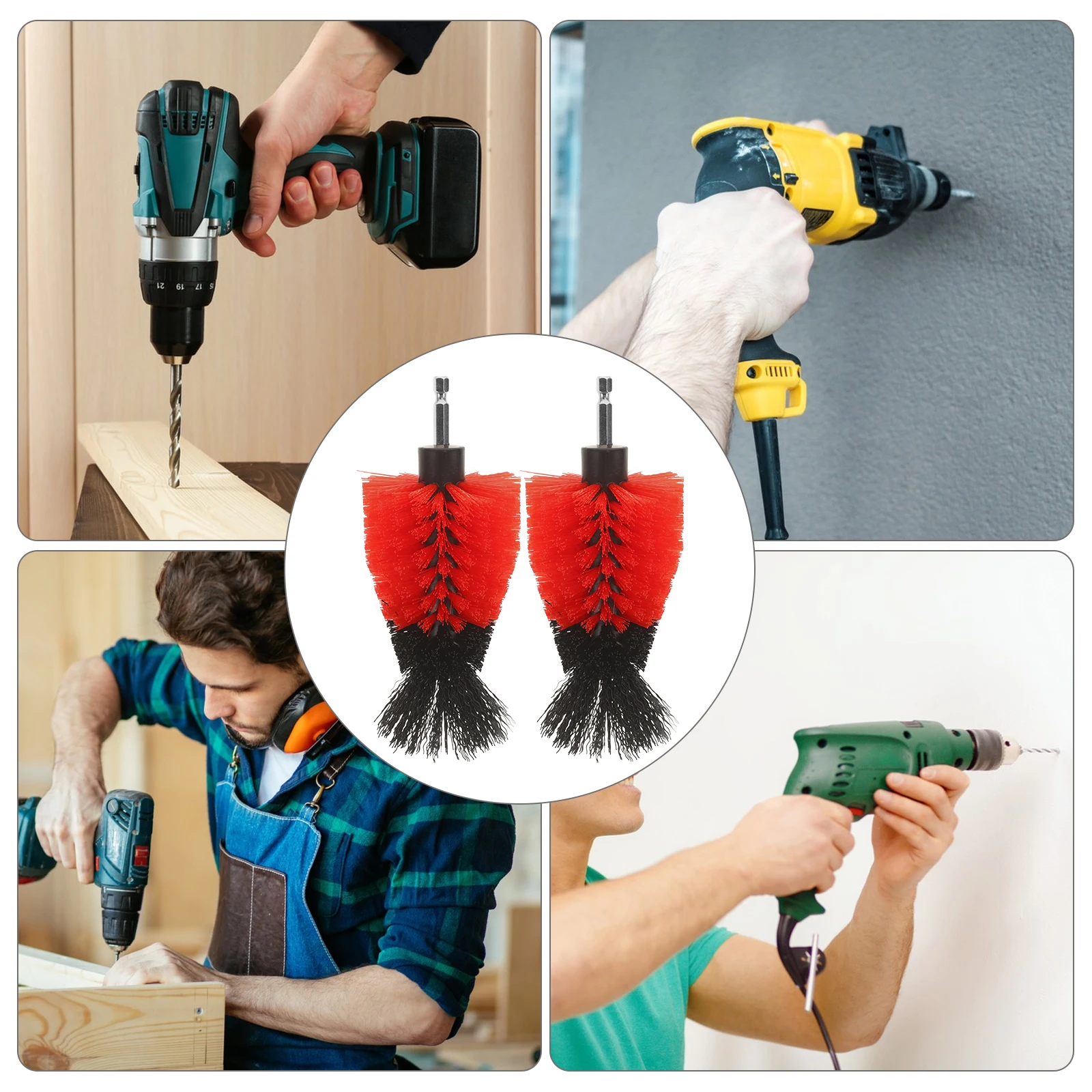 

2pcs Attachment Scrub Drill Scrubber Cleaning Tool Steel Pp Material Multi Functional Polishing Toilet Brush Set Cordless Drill