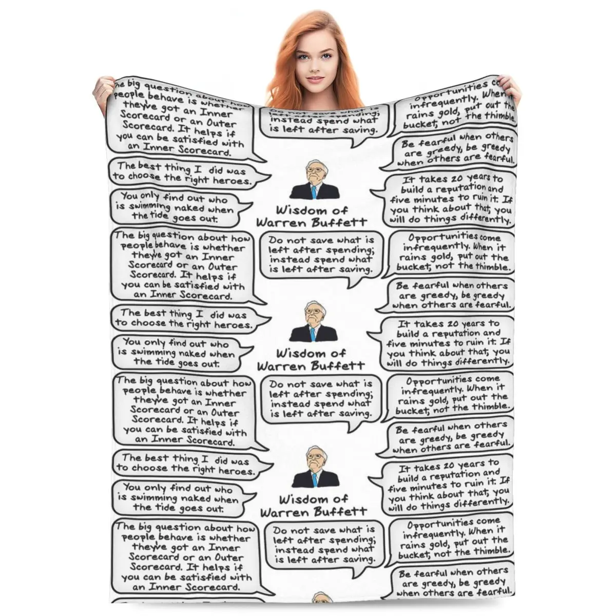 Wisdom Of Warren Buffett Blanket Flannel Sofa Throw Blanket Portable for Couch Bedding Throws Bedspread Quilt