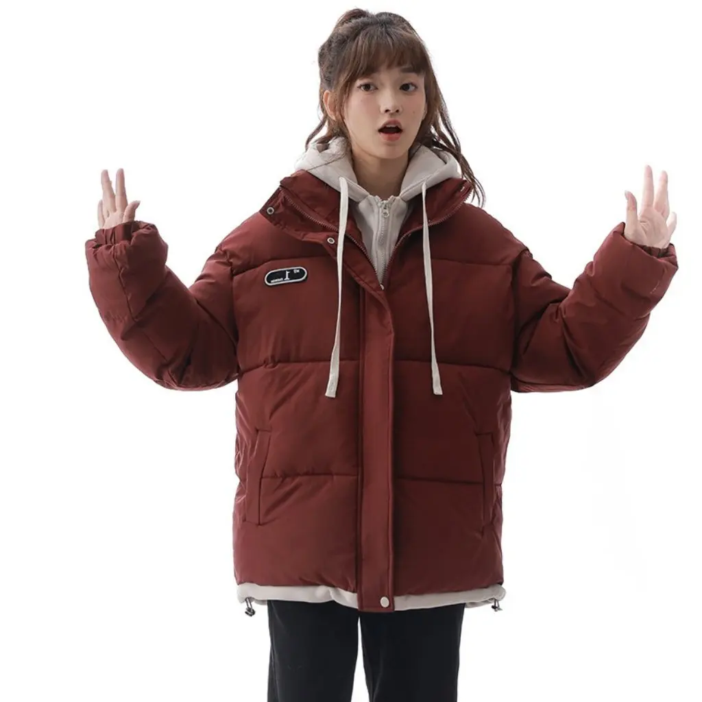 WASSUP Cappotto imbottito in cotone finto in due pezzi per uomo e donna Allentato Casual Addensato Caldo Autunno Inverno Trendy Streetwear