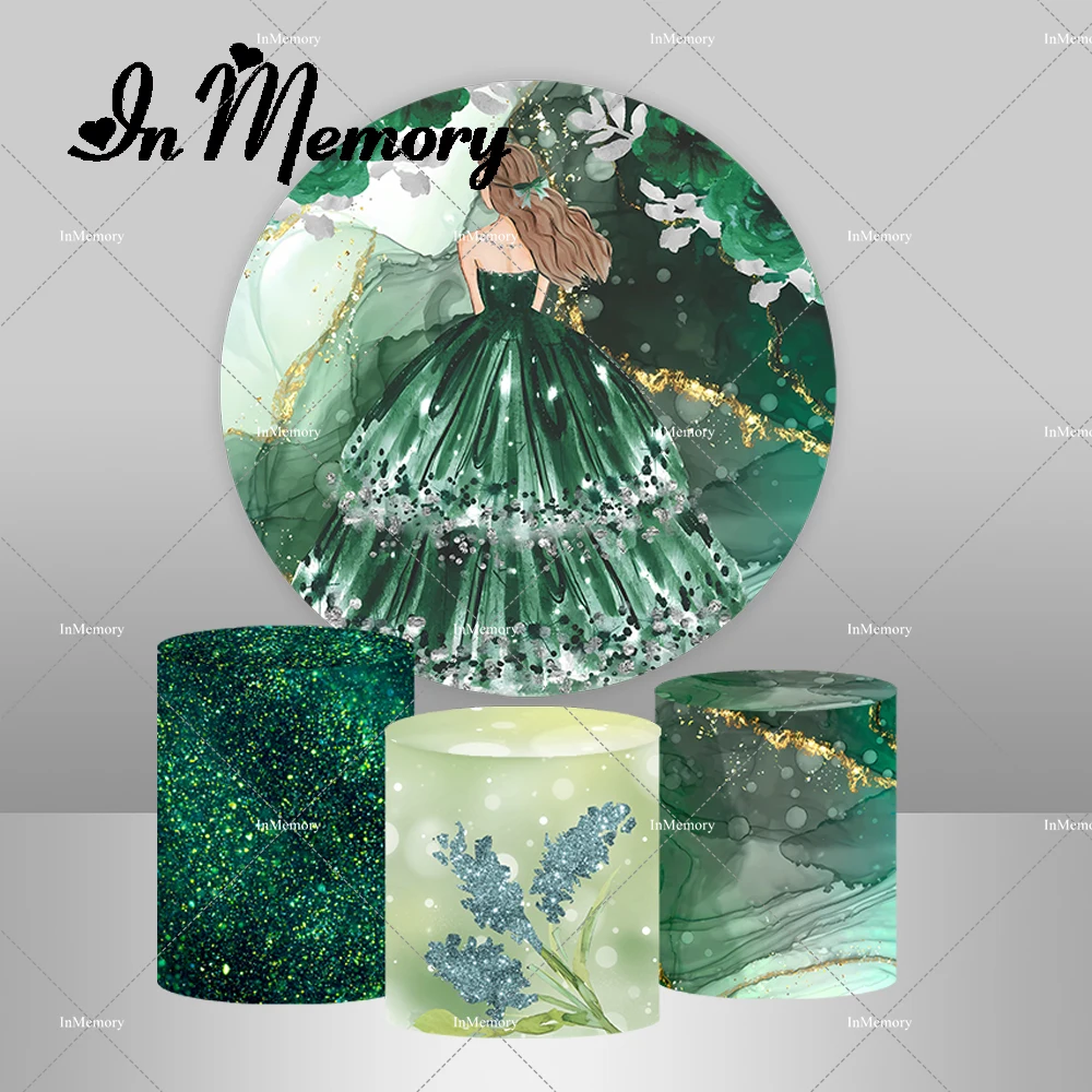 Милая 15 Принцесса Quinceanera день рождения Фотофон круглая девушка платье блестящая корона Цветочный декор мраморные плинты чехлы