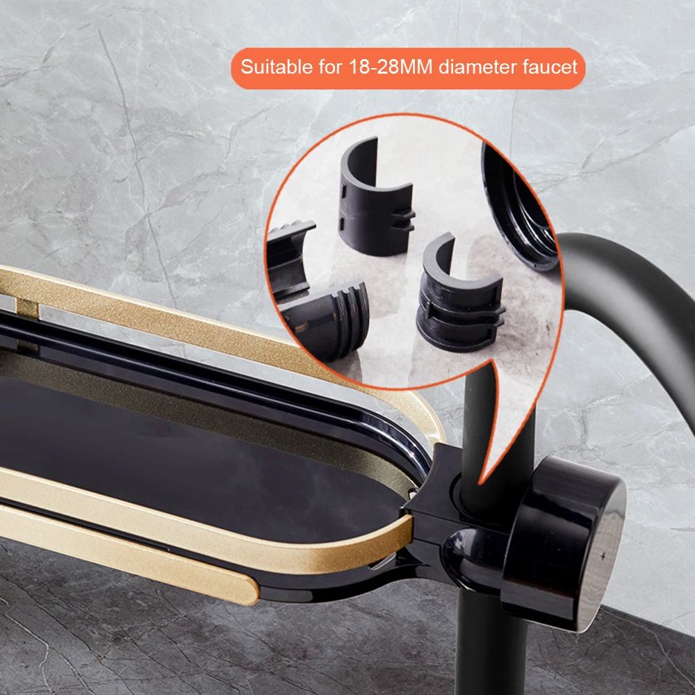 Kitchen Faucet Storage Rack Adjustable Black Gold Soap Drain Rack for Bathroom Home Organizer Accessories Drainer Storage Soap
