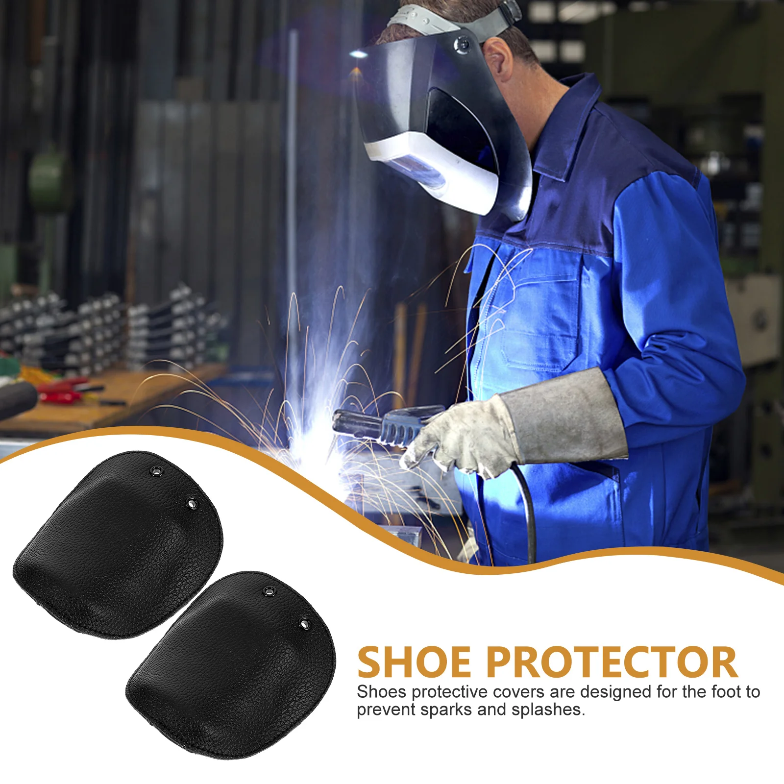 

2pcs Black Cowhide Metatarsal Guards Anti Smash Heat Resistant Welding Shoe Covers Safety Toe Protectors Workshop Workwear