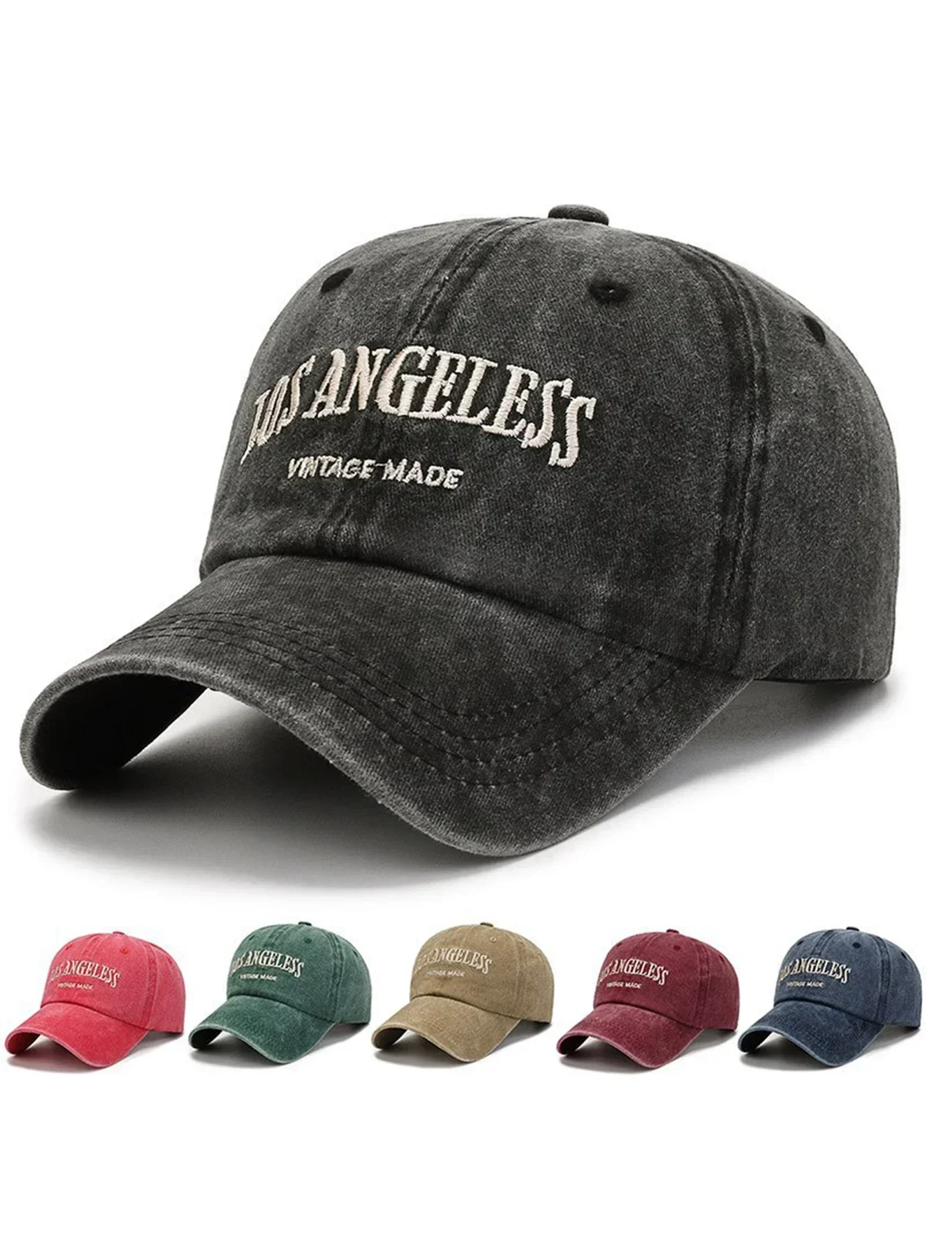 Los Angeless All Season Wearing Pure Cotton Washed Retro Letter Los Angeless Fashionable Baseball Cap