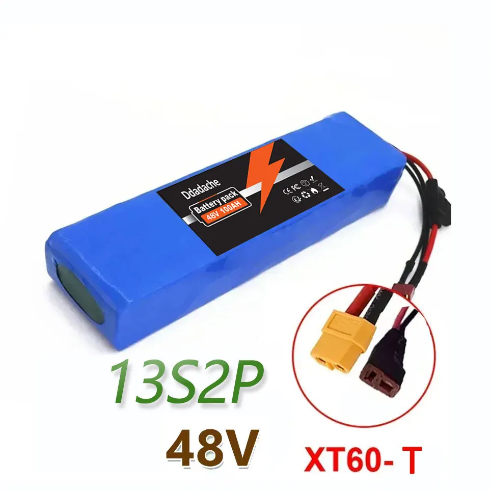 13S2P 48V 100Ah lithium-ionbatterij met 250W 350W 500W 750W 1000W BMS en een gratis 48V/54,6V-oplader