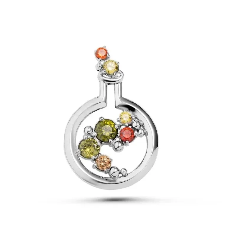 Harong Flask Brooch Classic Science Chemistry Lab Equipment Beaker Pin Inlay Luxury Zircon Badge for Experimenter Friend Gift