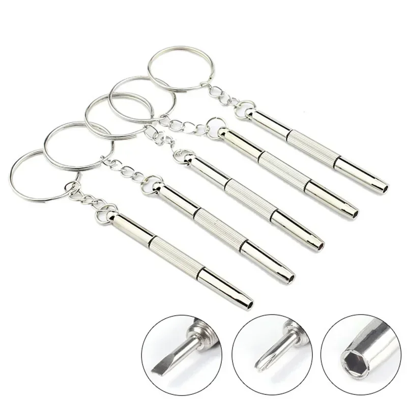 3-in-1 Mini Precision Repair Screwdriver Multifunctional Portable Eyeglasses/Sunglasses/Jewelry/Watches Repair With Key Chain