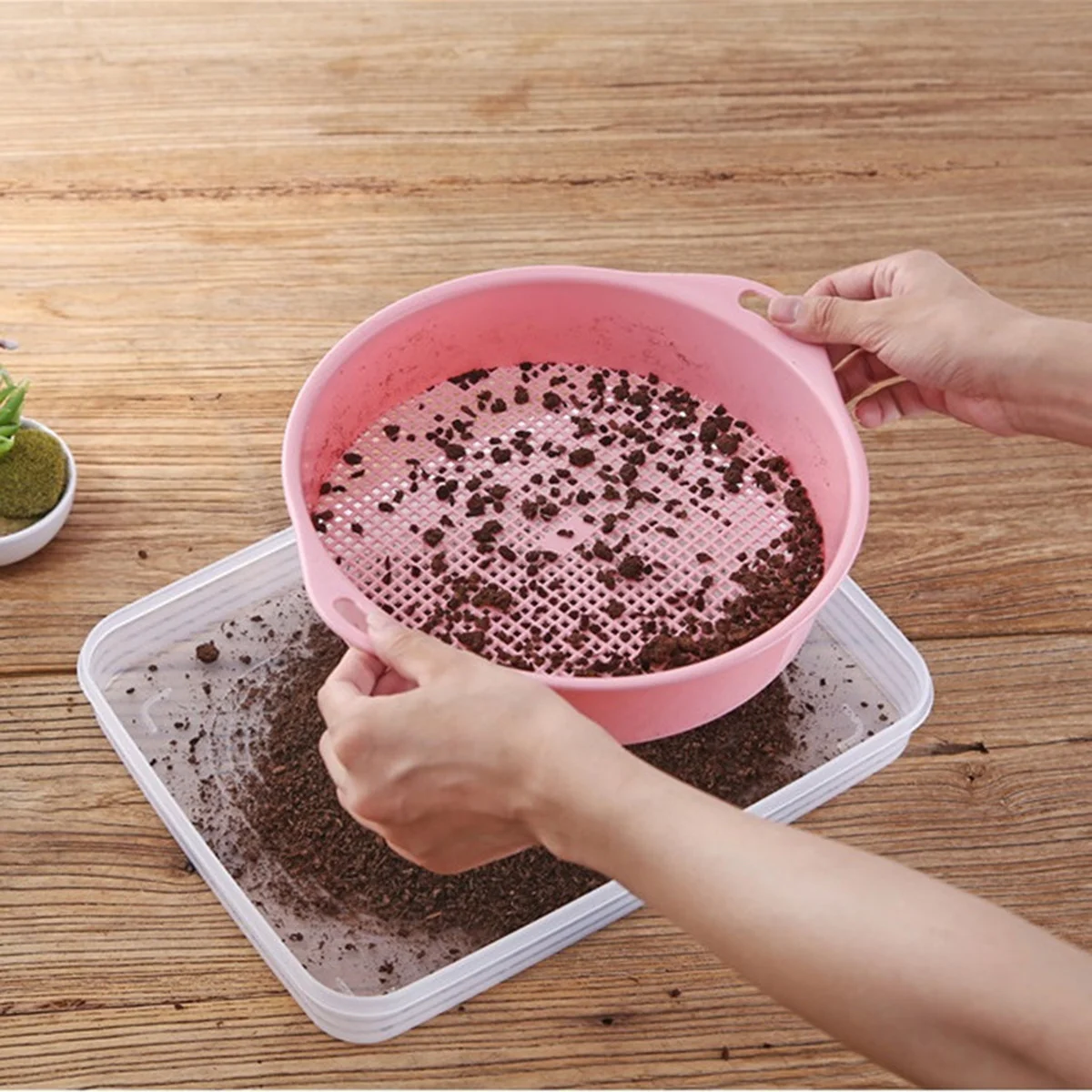 

4pcs Soil Sieve Plastic Garden Sieve For Compost Sifting Lightweight Handle Design Balcony Mini Garden Tool Riddle Mesh