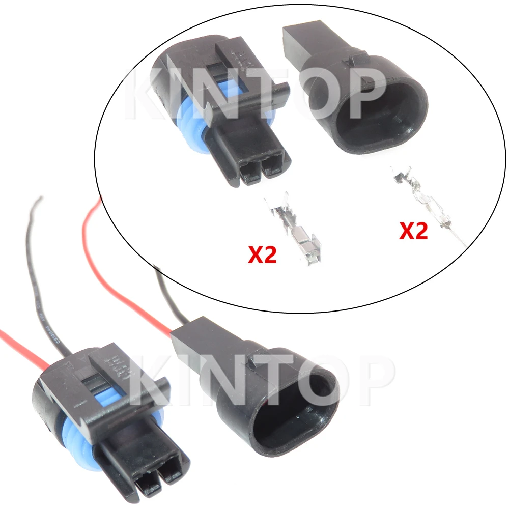 

1 Set 2 Pins 12162195 12162193 Auto Electric Injection Water Temperature Sensor Electric Wire Waterproof Socket Starter