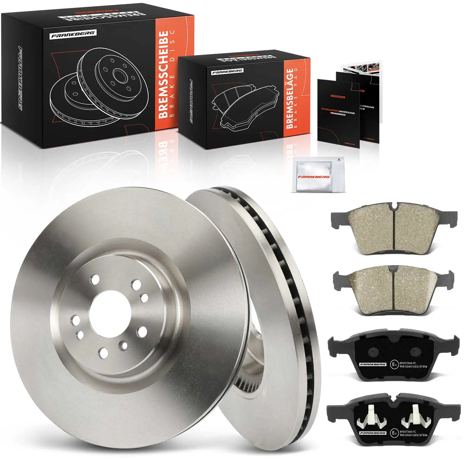 Frankberg 2x Remschijven 4x Remblokken Vooras Voor Mercedes-Benz X164 W164 V251 W251 1644202520 A1644210612