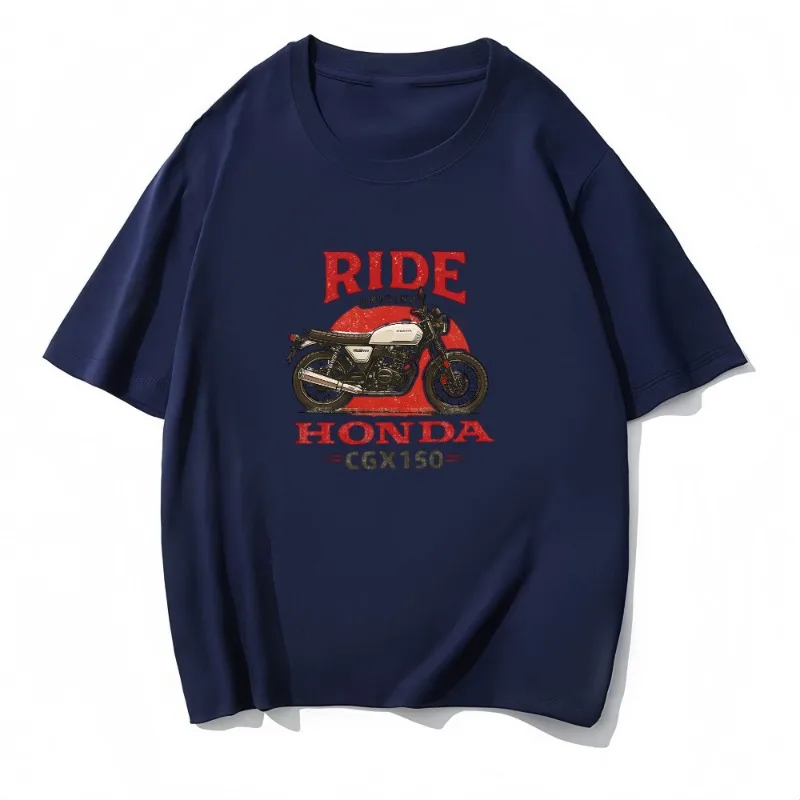 هوندا CGX 150 جديد الصيف سباق قاطرة دراجة نارية مطبوعة قاطرة تي شيرت رجالي F1 الصيف فضفاض س الرقبة قصيرة الأكمام #3