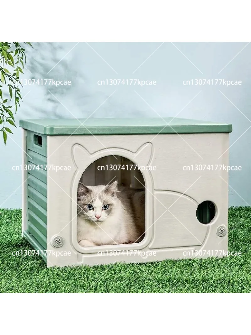 Cat Nest Universal Rain and Sun Protection in All Seasons Small Semi-enclosed Cat Villa Plastic Stray Cat Outdoor Puppy House