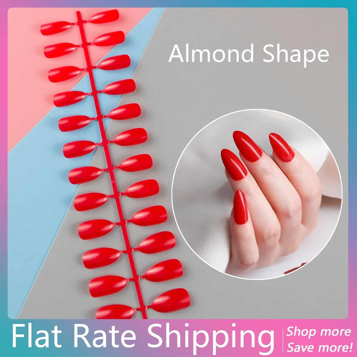 

Flat Rate Shipping 1 Set Almond False Nail Tips with Colors Plain Color Fake Nail DIY Kits Buy A Few Sets To Save Shipping Fees