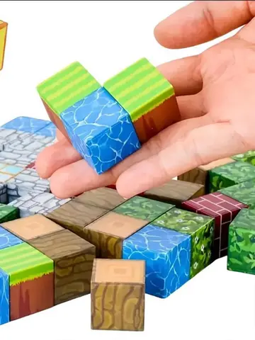 Magnetic Building Blocks Montessori STEM Educational Sensory Toys for Mine World Kids Boys Girls Ages 3+ DIY Magnet Cube Gift