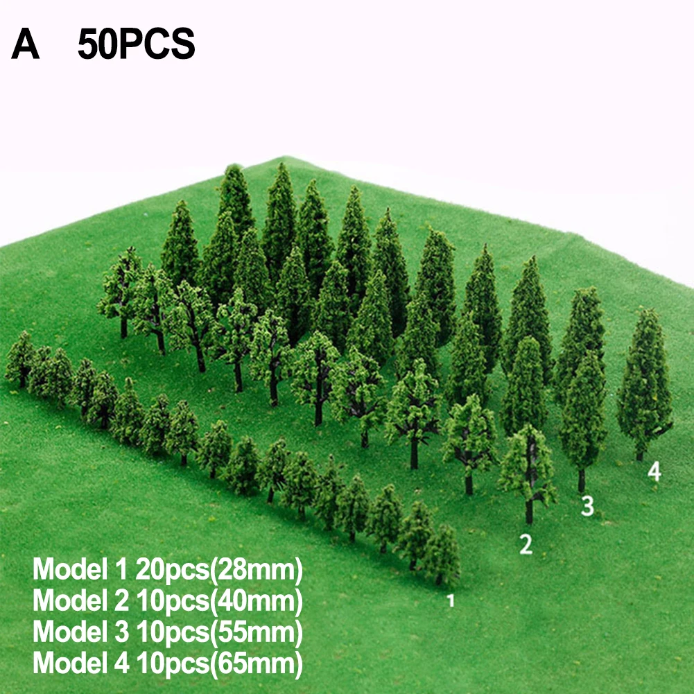 50 pièces modèle en plastique Train Miniature arbre paysage bricolage paysage extérieur chemin de fer bâtiment paysage sable Table modèles décoration