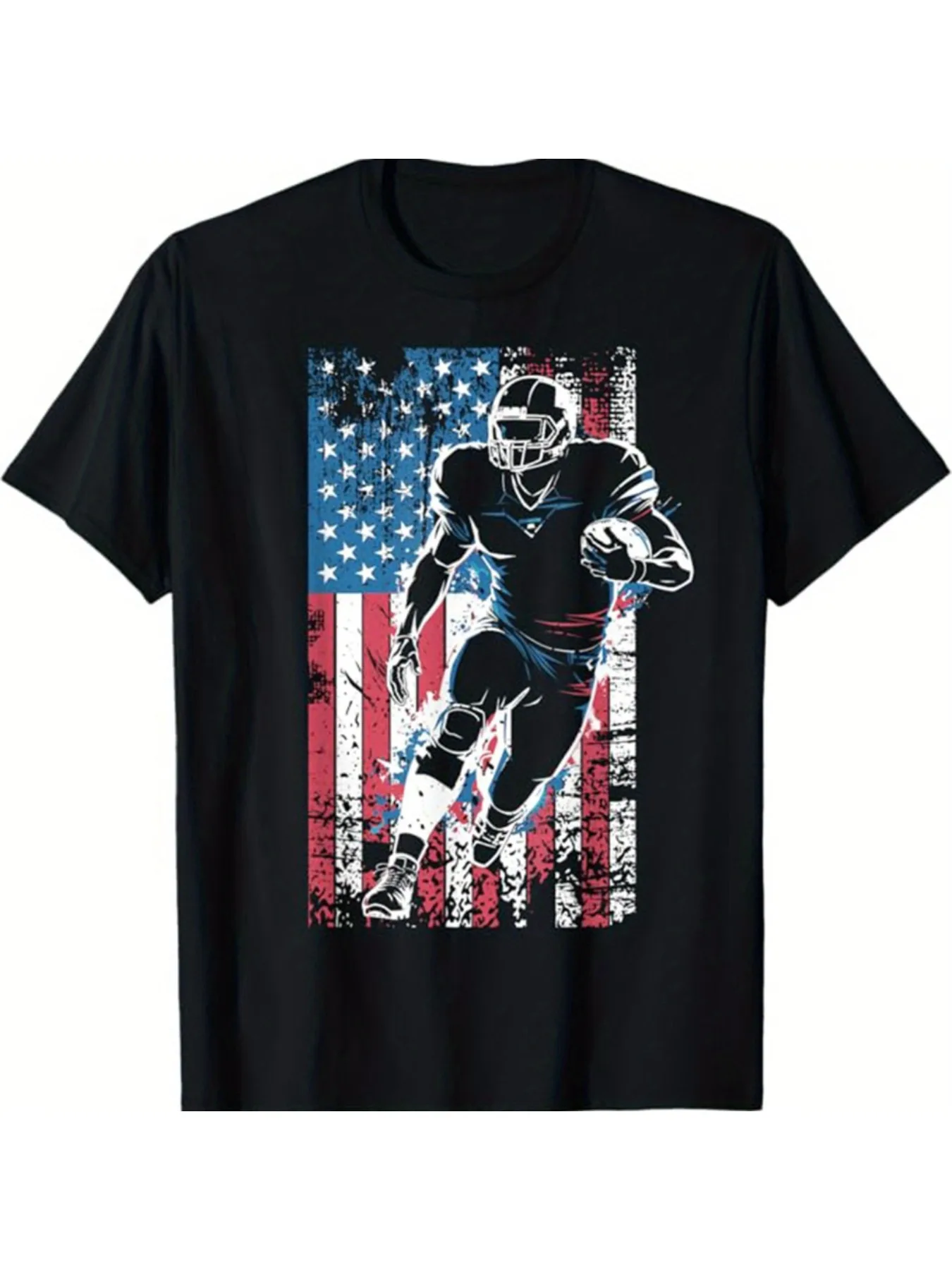 

American Football Graphic Patriotic T-Shirt 100% Cotton O-Neck Short Sleeve Summer Casual Mens T-shirt Streetwear