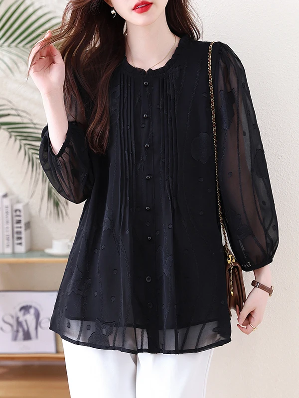 

Authentic 2026 Summer New plus Size Slimming V-Neck Tied Short Sleeve Chiffon Top Versatile Fashionable Women's Shirt