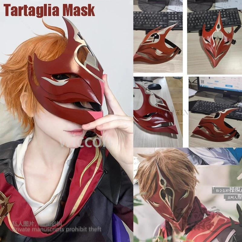 

Anime Tartaglia Genshin Impact 3Dprinted Mask Cosplay Costume Role Play Props Clothing Tartaglia Accessories Mask Hallowen Party