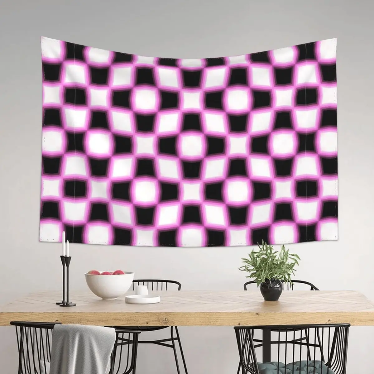 

Pink Checkerboards Tapestry Wallpaper House Decoration Japanese Room Decor Tapestry
