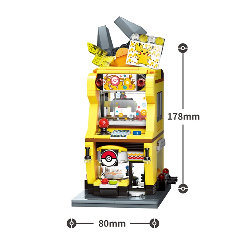 Pokemon Pikachu-Claw crane game shop Blocks Charizard pikachu Squirtle Bulbasaur Assembly Model Educational Kids Toys For Gift