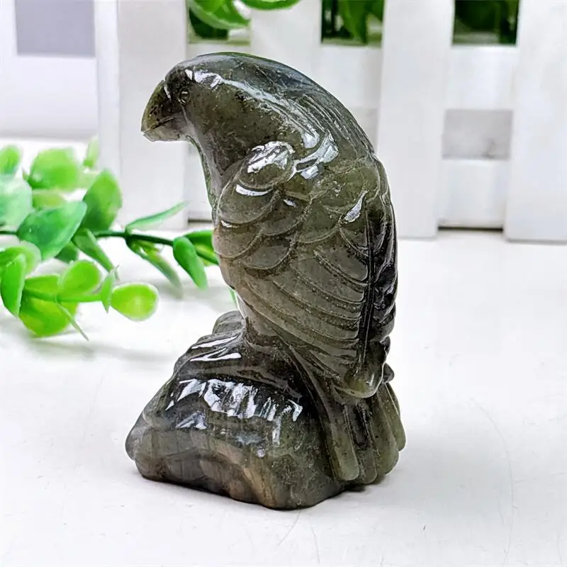

Natural Labradorite Bird Carving Healing Crystals Gemstone Collectible Home Decoration Holiday Gift 1pcs