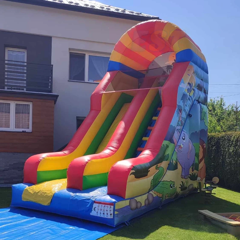 Customizable Zoo Inflatable Dry Slide Manufacturer Dmuchana Zjezdzalnia Slip Slide Animal Theme Inflatable Pool Slide Castle