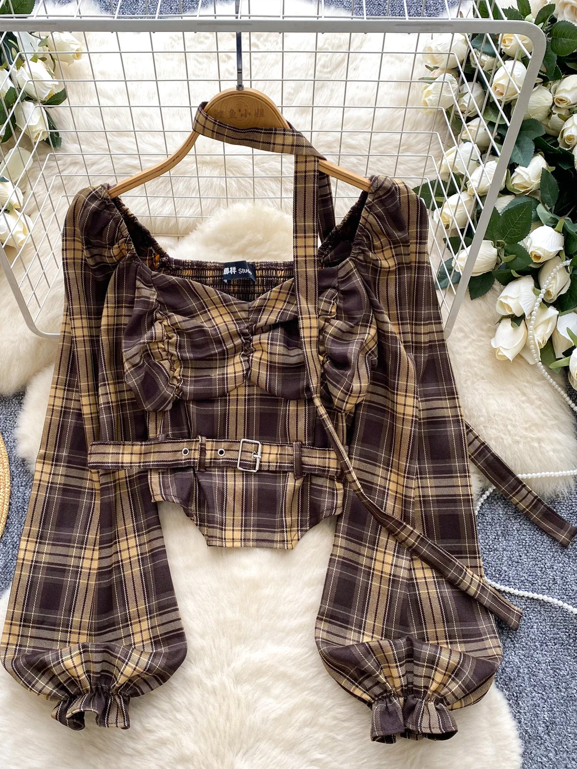 

Cool Spicy Sle Lantern Sve One oulder Women's irt Autumn Sa Belly Button Exposure Street Pure Desire Small Size To...
