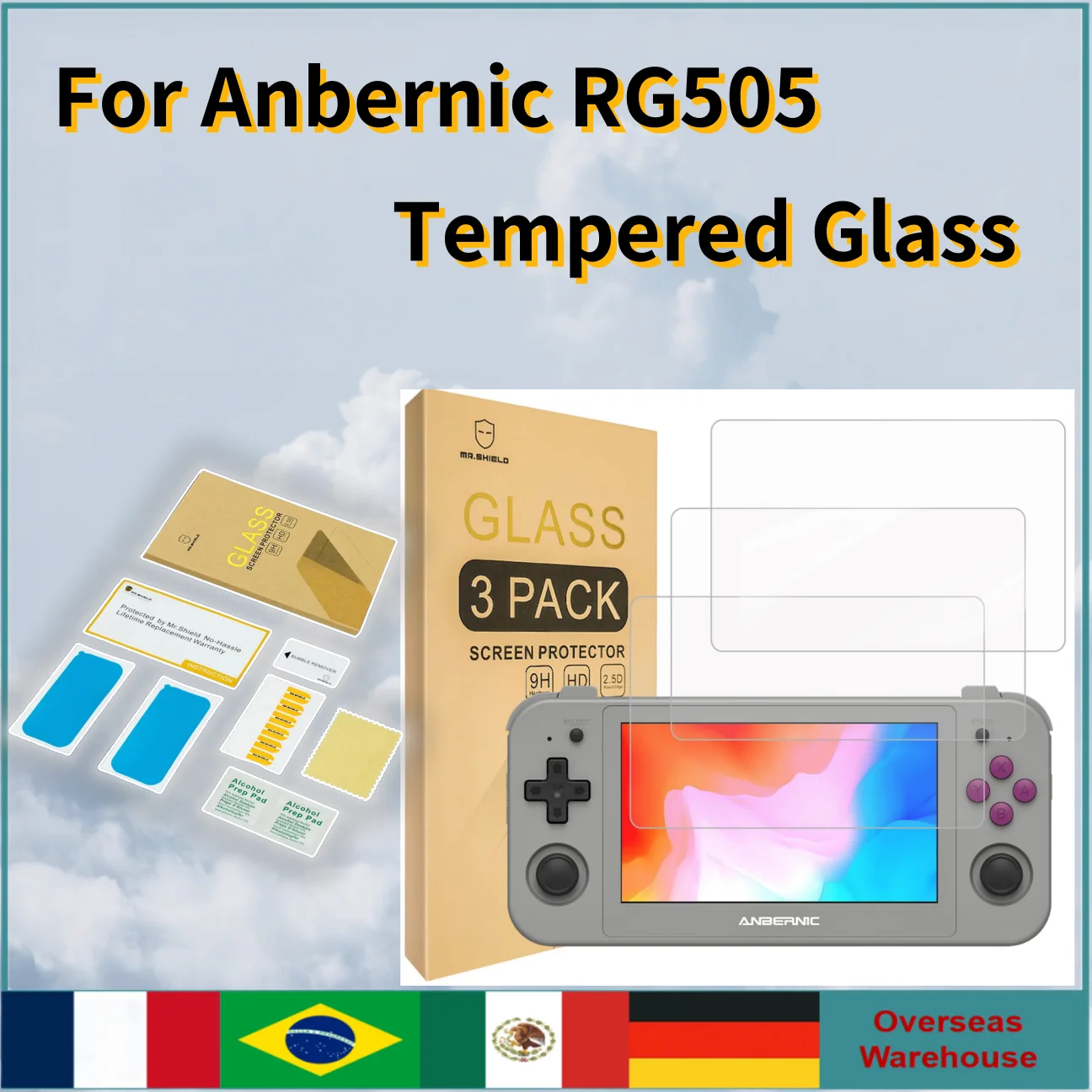 For Anbernic RG505 Handheld Game Console Japan Glass With 9H Hardness 3-Pack Screen Protector Tempered Glass Accessies Gifts