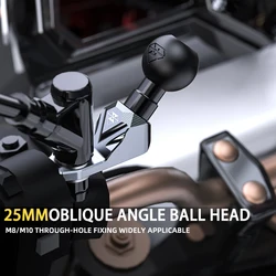 Motorcycle universal Extension ball head of rearview mirror seat is for Honda CB650R GSX750 Z900 mobile phone bracket fixed base