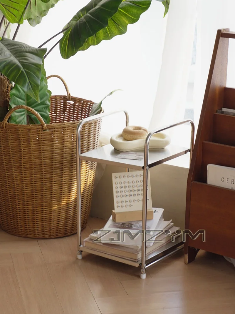Stainless Steel Side Table Multi-Functional End Coffee Table Simple Living Room Storage Rack，Chairs for Bedroom