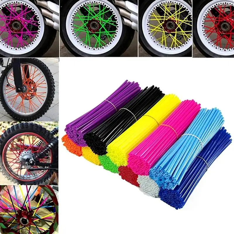 36/72Pcs Bicycle Wheel Spoked Protector Wraps Wheel Rim Spoke Wrap Kit For Motorcycle Bike Color Rims Skin Trim Covers Pipe