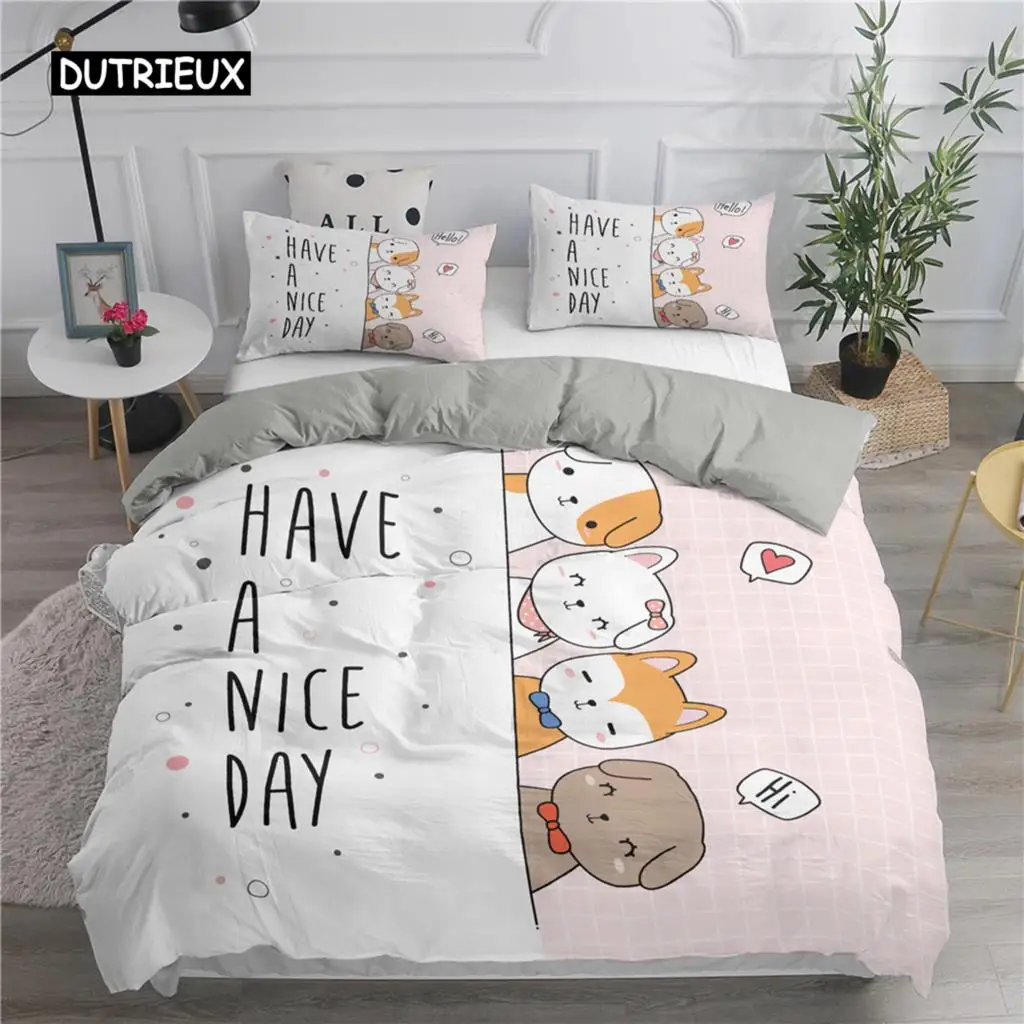 

Cute Cartoon Cats Duvet Cover Set Cartoon Cat Pet Animal Queen King Bedding Set For Children Kids Teens Bedroom Home Decoration