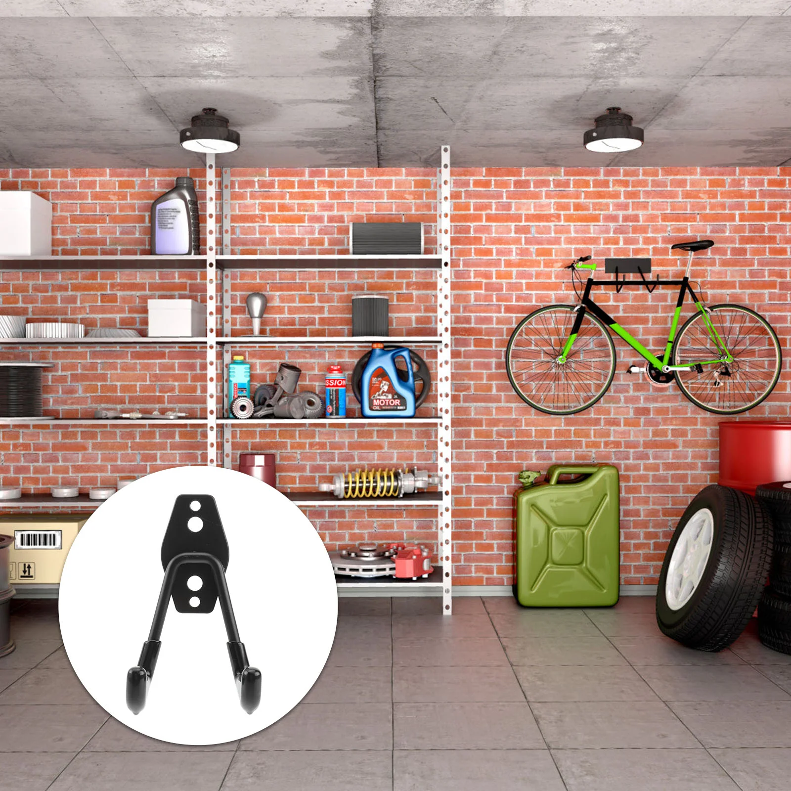 2 Pcs Hanger Hooks Rack Ladder for Garage Storage Racks Black Metal Hanging Wall Mount Utility Bike