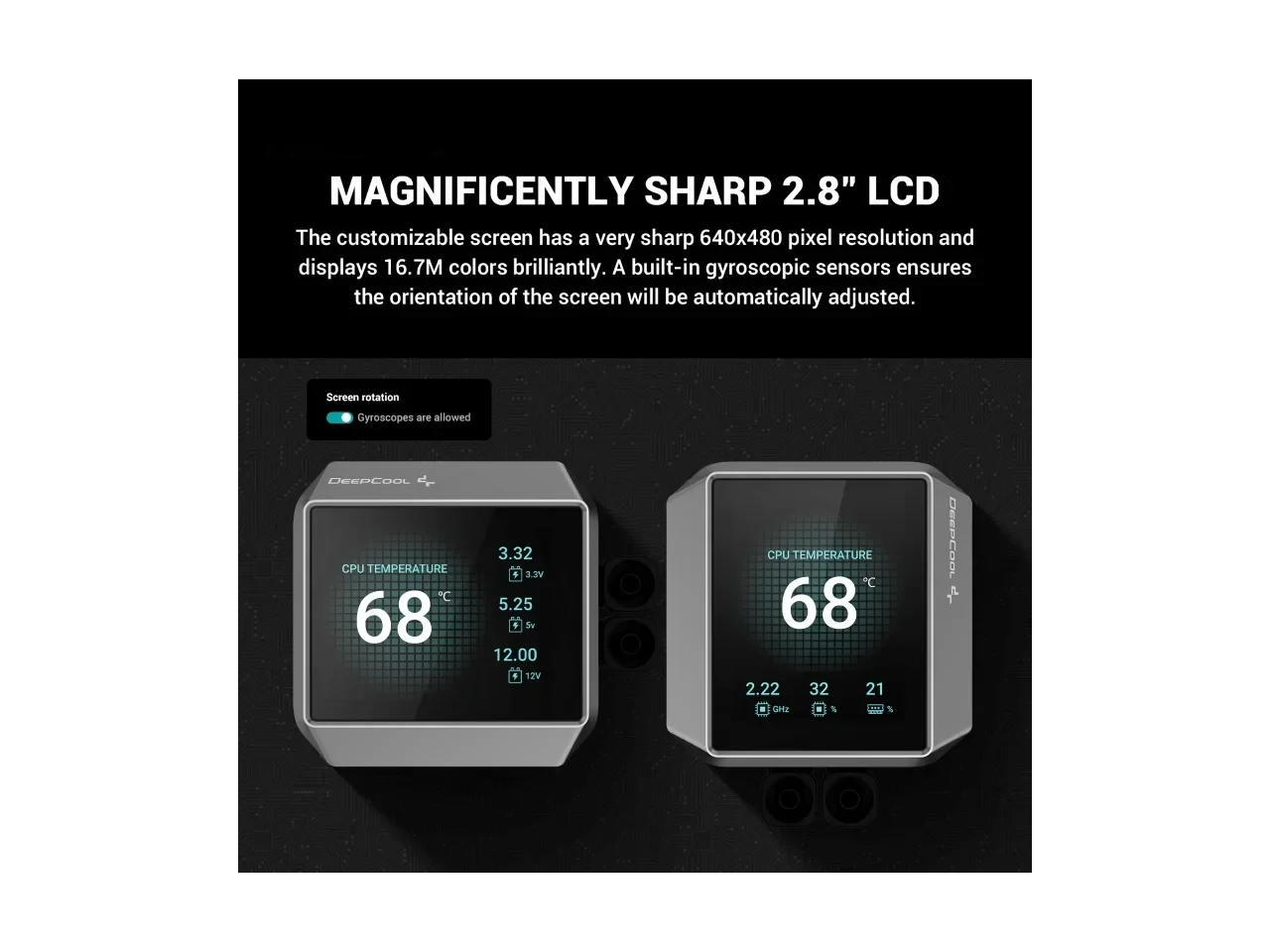 DeepCool MYSTIQUE 240 LCD Liquid Cooler 240mm 5th Gen Pump 3400RPM AIO 2.8" - Image 4