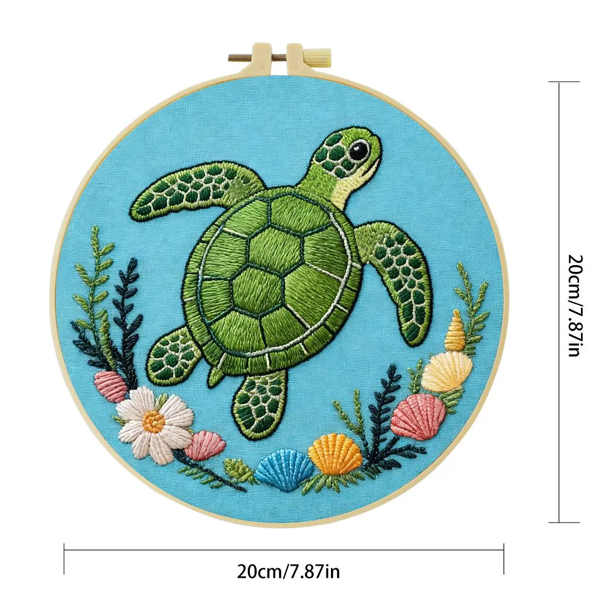 1 Stück 20X20CM/15X15CM 7,87/6,3 Zoll Meeresschildkröten-Stickerei-Starter-Kit DIY-Kit DIY-Stickerei-Set Handarbeiten Heimdekoration – Detail 3