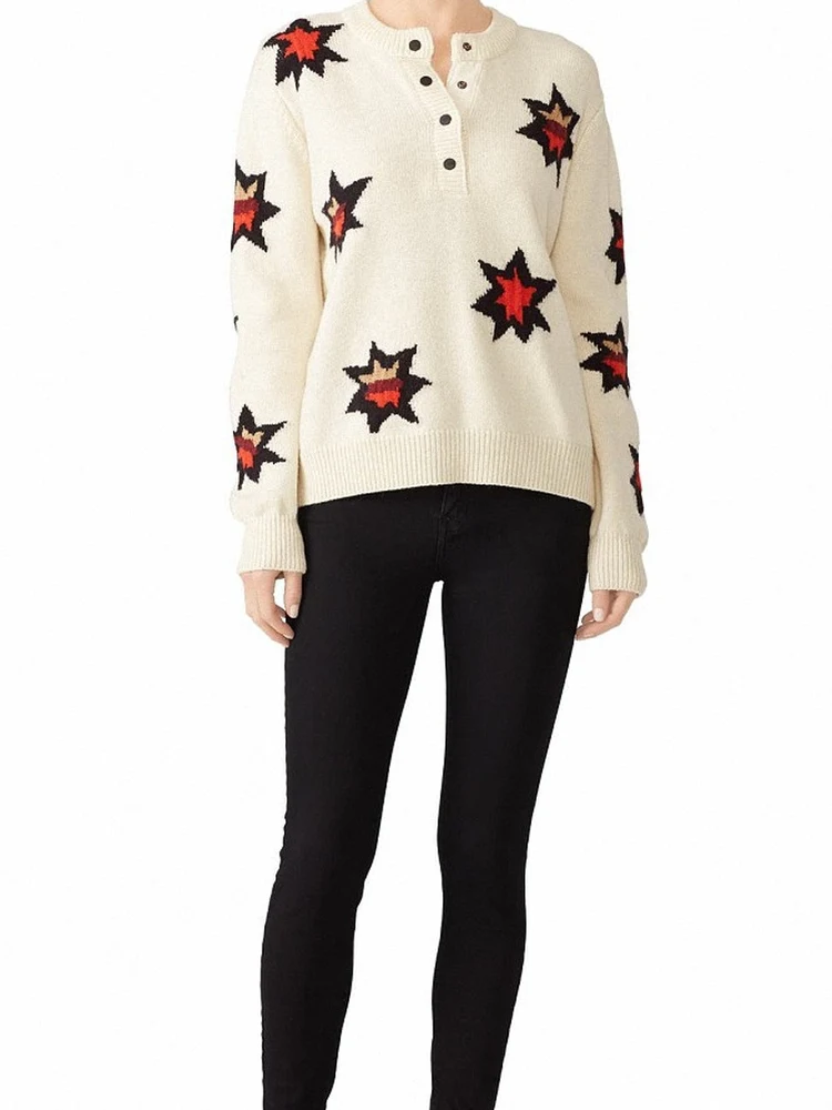 الخريف الشتاء محبوك سترة صوفية المرأة العلوي المطرزة نجمة خماسية زرر 42% الصوف 0% اللاما الشعر سترة