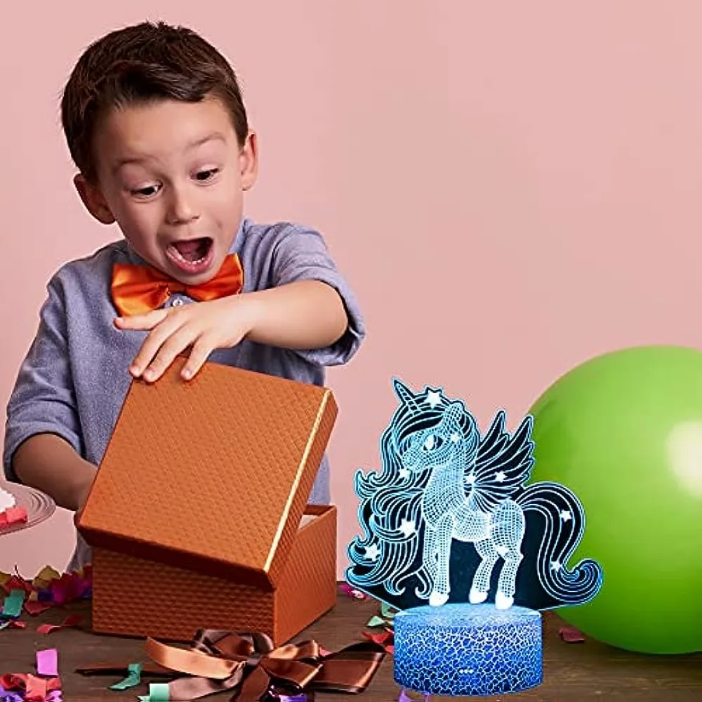 Nighdn-Lámpara de unicornio 3D acrílica para niños, luz nocturna LED para habitación de bebé, 7 colores cambiantes, regalos de cumpleaños para niñas