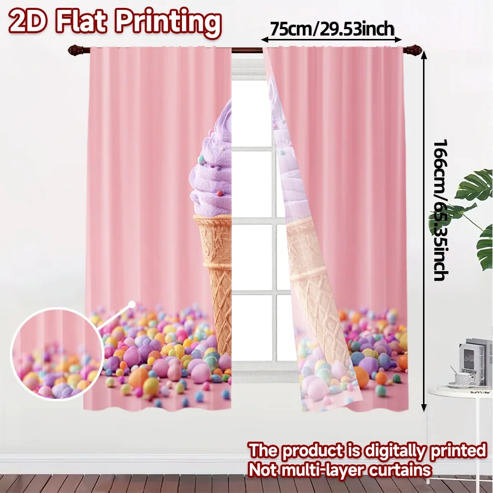 2pcs, 2D FLAT PRINTING Curtains (Without Rod) Lilac Swirl Chic Light Filtering Curtains Durable 100% Polyester Fabric Curtains
