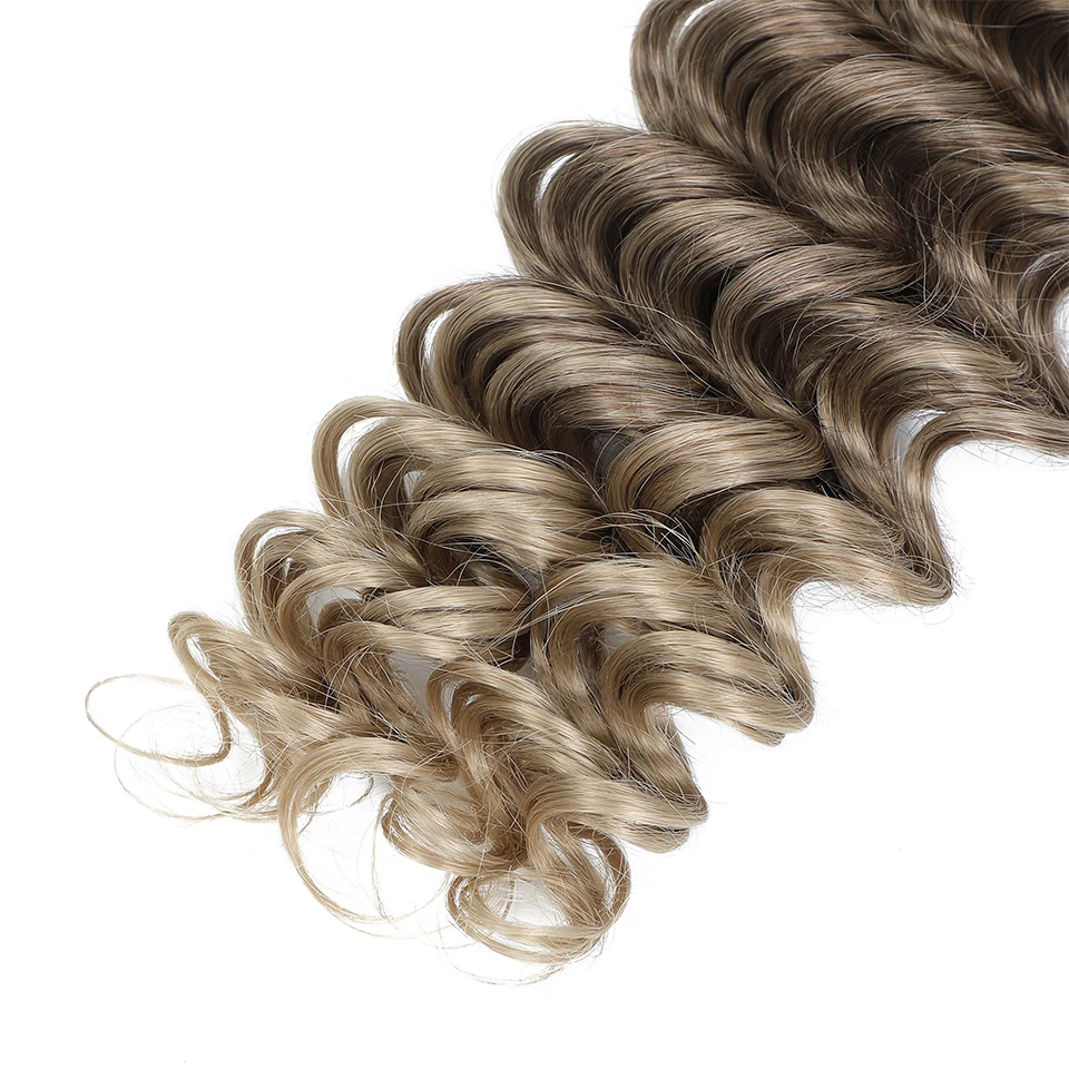 Tiefe Welle Twist Flechten Haarverlängerungen für Frauen Hochwertige synthetische Häkelzöpfe Haar 24 Zoll Ombre Bug Braun Afro Locken – Detail 14