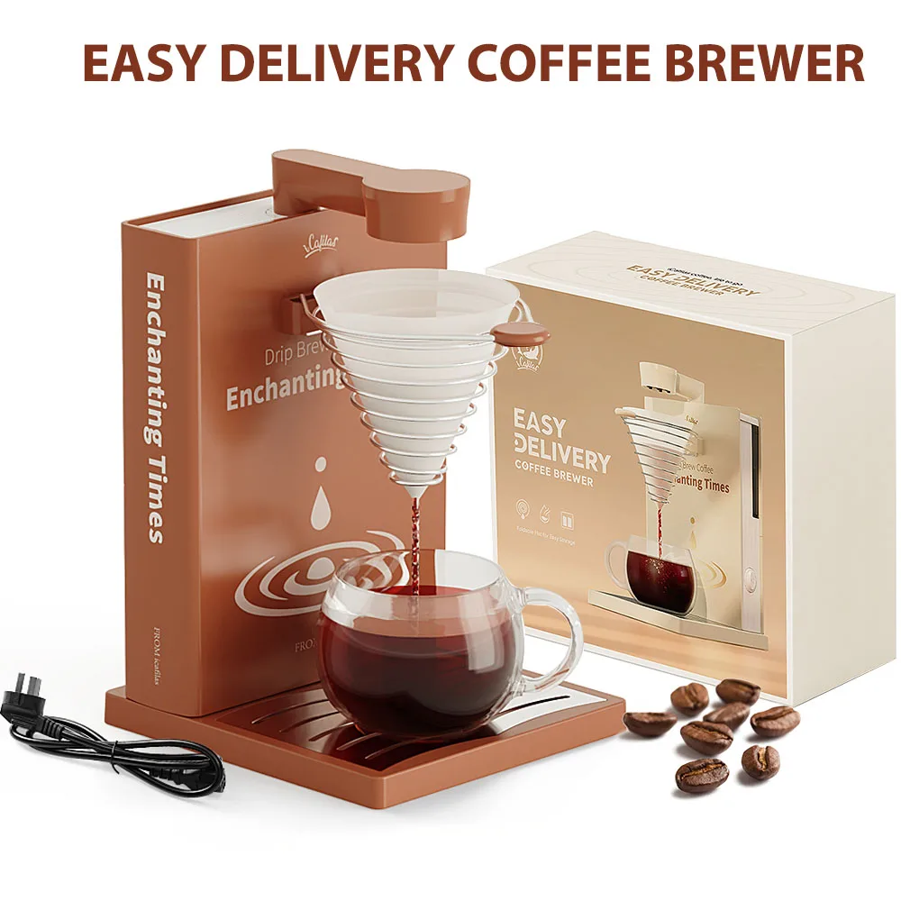 iCafilas Coffee Dripper Coffee Brewer V-shaped Pouring Coffee Pot Electric Brewing Coffee Filter Cup Dripper Coffee Machine Set