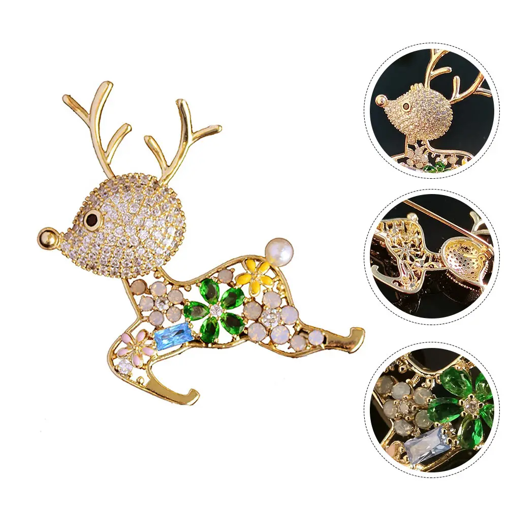 

1Pcs Elk Brooch Delicate Design Elk Breast Pin Clothing Decoration Christmas Party Prom Festival Corsage Brooch Prop