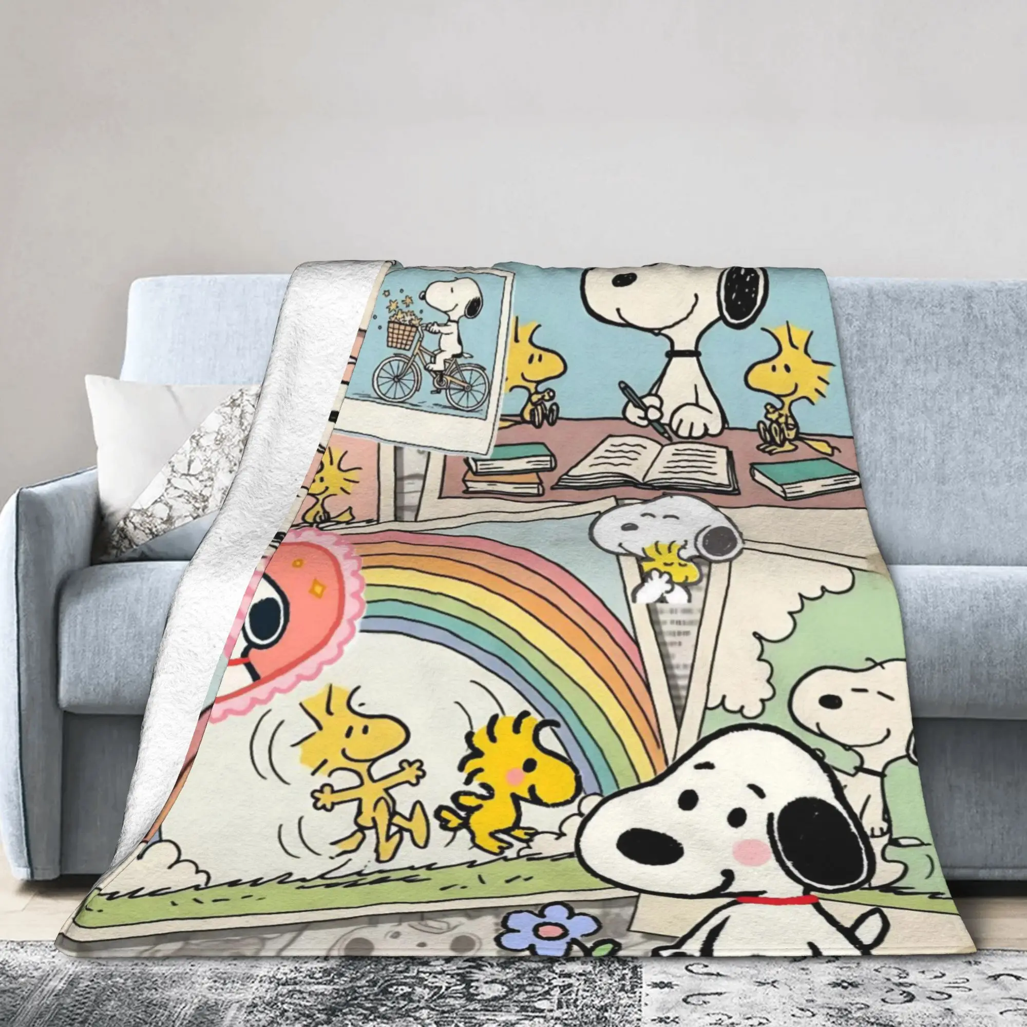 Lovely Dog S-Snoopys Plush Blanket  Funny Throw Blanket for  Sofa Bedding Lounge 150*125cm Bedspreads