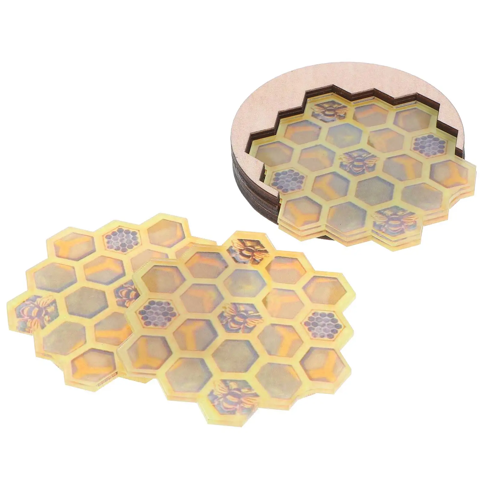 

1Set Honeycomb Cup Coasters Durable Drink Coaster Set Table Protection Holder for Home Kitchen Office Cafe Bar Use