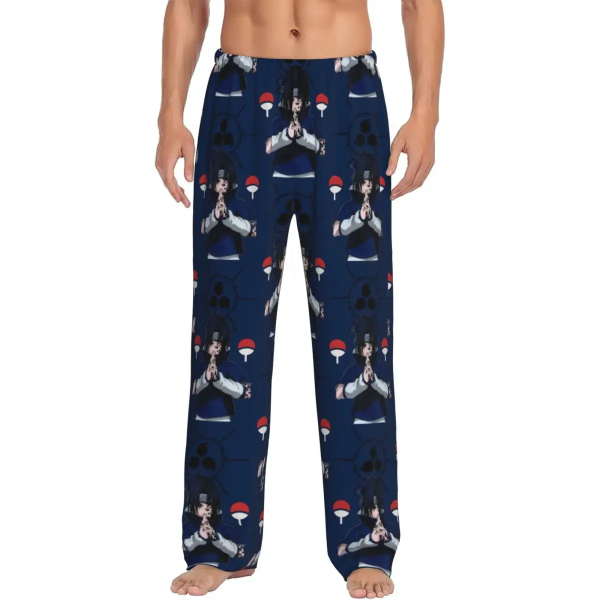 

Custom Printed Uchiha Sasuke Pajama Pants Men N-Narutoes Sleep Sleepwear Bottoms with Pockets