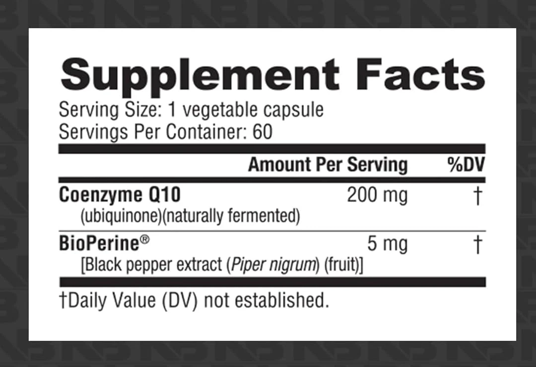 CoQ10 Dietary Supplement Contains 60 Capsules for Healthy Heart Function and Cellular Energy Production