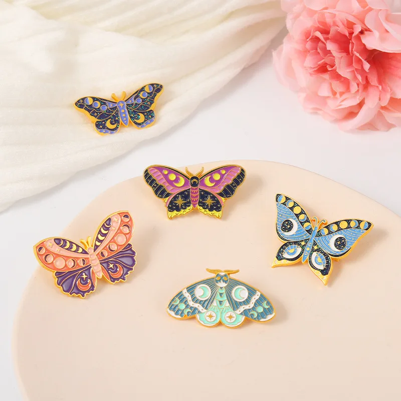 Rainbow Butterfly Enamel Brooch Cartoon Moth Butterfly Fairy Metal Badge Punk Insect Lapel Pins Jewelry Gift For Kids Friends