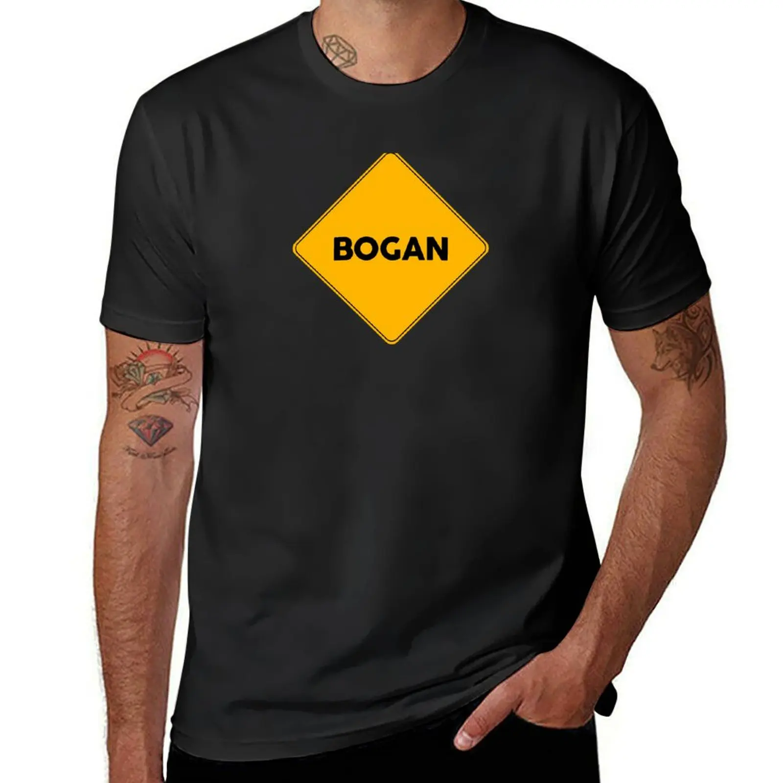 Bogan Yellow Road Sign T-Shirt oversized sports fans plus size tops korean fashion oversized t shirts for men
