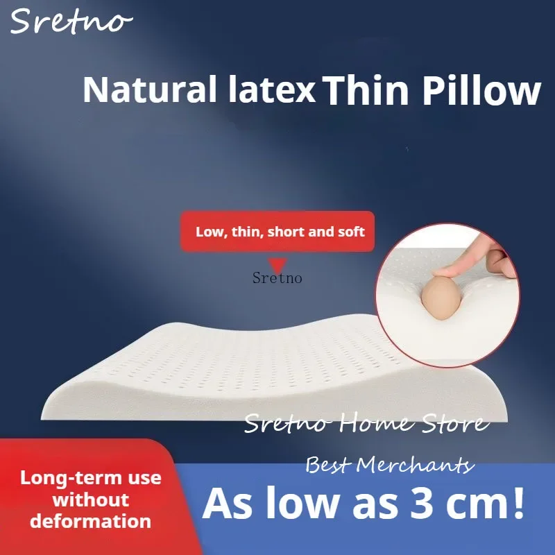 

Natural Latex Ultra-thin Low Pillow Neck Single Person Flat Low Pillow Pure Cotton Pillowcase Children Adult Sleeping Pillows