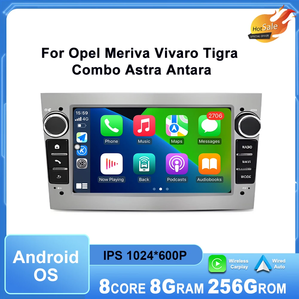 Android OS Car Multimedia Player for Opel Meriva Vivaro Tigra Combo Astra Antara Wireless Carplay GPS Navi DSP Stereo No 2 Din